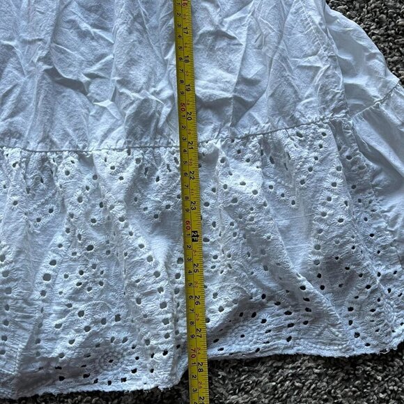 White Lace Babydoll Mini Dress Womens Medium/Large Boho Tassels Made in Italy - Picture 5 of 7